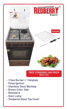Redberry Free Standing Gas Cooker Oven  50 by 50 with an electric Plate